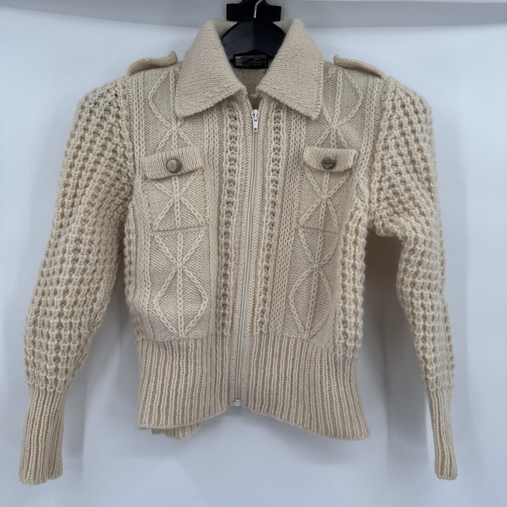 Gaeltarra Women's Size‎ 34 Cropped Military Style Full Zip Jacket Sweater VTG